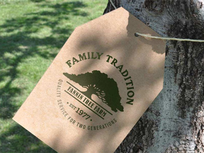 Fannin Tree Farm Tag cardboard family logo quality stamp tradition twine