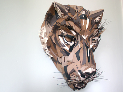 Paper Jaguar Mask animal art cardboard cat dos jaguar mask paper papercraft sculpture toronto