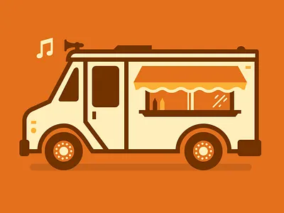 I scream, you scream, we all scream for food trucks flat food truck horn illustration ketchup music mustard truck vector