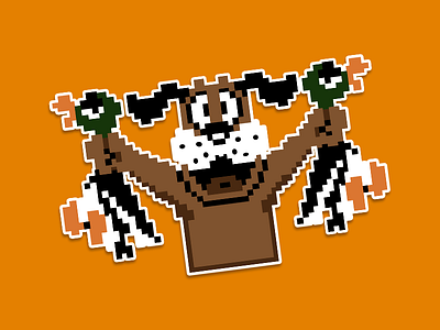 Duck Hunt - Sticker Mule x Dribbble 8 bit brown contest design duck hunt oldschool orange sticker white win