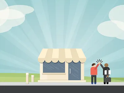 Illustration for a two-sided marketplace high five illustration shop store