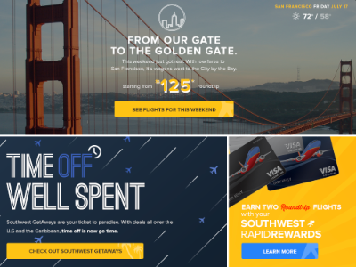 Southwest Airlines Site Redesign Content airline blue form navigation sign up site redesign travel ui ux web design website yellow