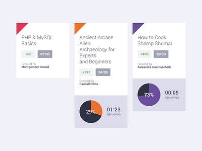 Learning Plan Tiles color coded flat module pie chart tile ui user experience user interface ux