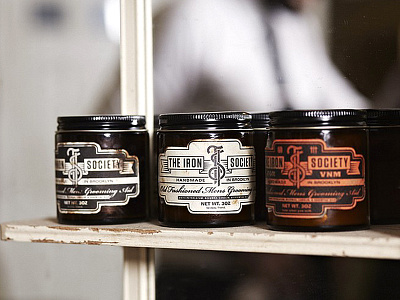 The Iron Society - pomade branding / packaging branding brooklyn grooming hair handmade mens packaging pomade raw rustic usa