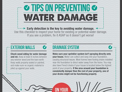 Tips for prevent water damage data design facts graphics icons illustration infographic numbers statistics stats
