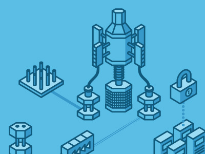 Secure yo network. illustration isometric line network security