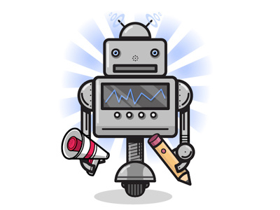 work in progress Robot illustration megaphone pencil robot vector