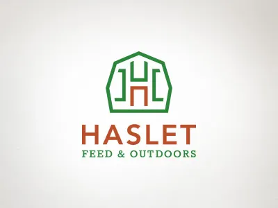 Haslet Feed & Outdoors agriculture animal barn branding door farm fence green identity local orange texas