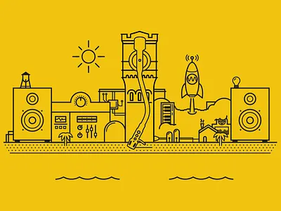 Analog summer album analog cover line neighborhood summer tech yellow