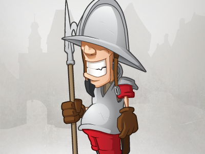 Knight with spear cartoon character illustration knight mascot vector