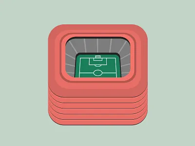 Stadium Icon app football green icon illustration ios red soccer stadium