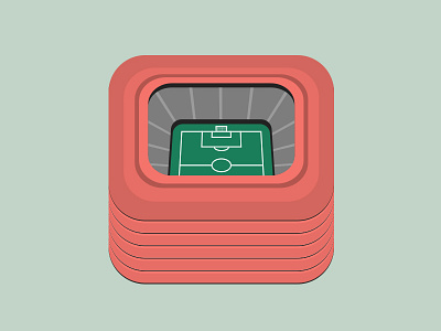 Stadium Icon app football green icon illustration ios red soccer stadium