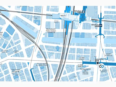 Akihabara - customized Google Map api custom goodpatch inc. google map api map tokyo