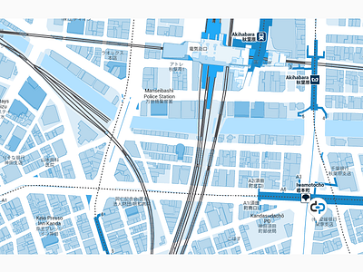 Akihabara - customized Google Map api custom goodpatch inc. google map api map tokyo