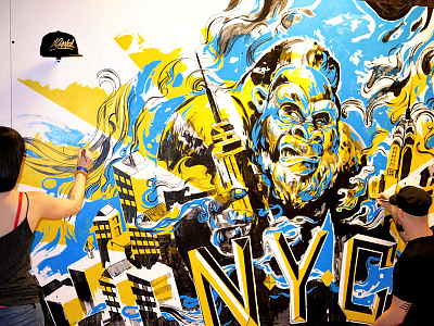 KING KONG Oakley/Lawson Mural for Agenda NYC buildings cityscape gorilla installation king kong lettering mural new york nyc paint painting timelapse