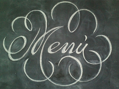 Menú chalk chalkboard flourish gis lettering pizarrón script tipografía type typography