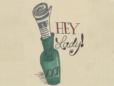 Message in a bottle bottle illustration marker