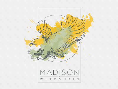 State Capitol Badge Project - Madison, WI badge eagle gotham illustration madison texture watercolor wisconsin