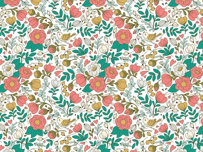 Floral pattern bird blossom floral flower nature ornament pattern seamless spring summer texture vintage