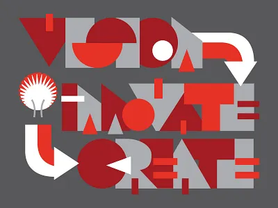 Vision-Innovate-Create abstract corporate digital illustration typography