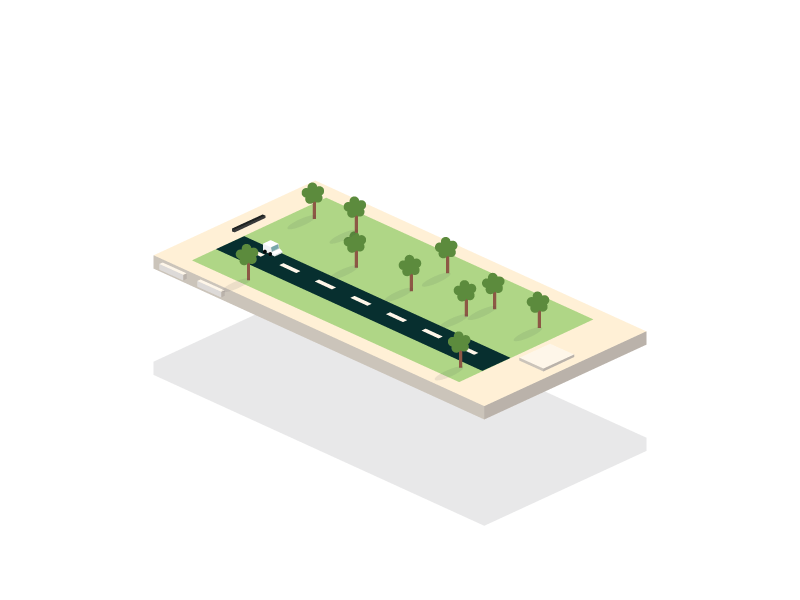 The little white car child color design hyper island illustration interface phone vector
