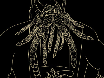 Pirate Grooming beard braids character illustration line art pirate