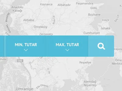 Real estate finder web application / search application button clean dropdown flat location map real estate search