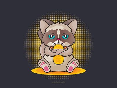 Maneki 'Grumpy' Neko art cat character dsign digital art grumpy cat illustration kawaii kitten maneki neko neko vector