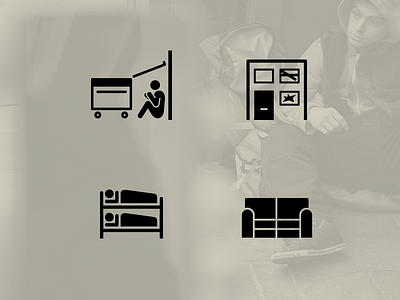 Homeless Pictograms bed bin building derelict homeless icon iconography icons pictogram pictograms sleeping sofa