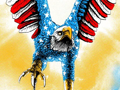 Willie american country eagle folk screenprint
