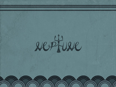 Neptune art deco blue logo neptune pattern sea space trident water waves