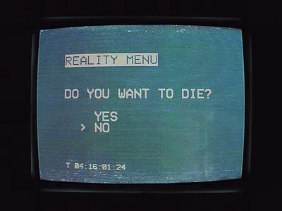 DO YOU WANT TO DIE? danger grain retro scan lines tv vhs video vintage