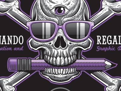 Self-Promotional Sticker Design (Close-up) crossbones design fernando regalado frgraphix illustration skull sticker sunglasses third eye