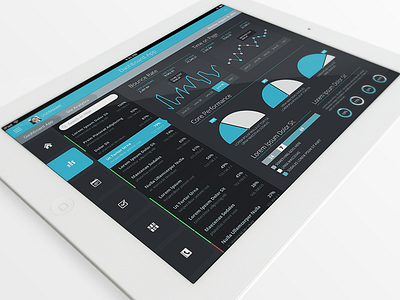 Flat iPad Tablet App & Dashboard - Dashboard Screen app blue calendar dark flat ios ipad ipad app joel ferrell psd