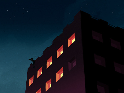 Keep it upstairs city dog illustration night photoshop