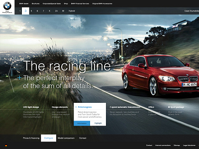 bmw redesign conception blue bmw car conception dark layout menu navigation redesign webdesign