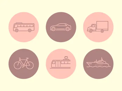 Transportation Icons bike bus car icon ship subway transportation truck