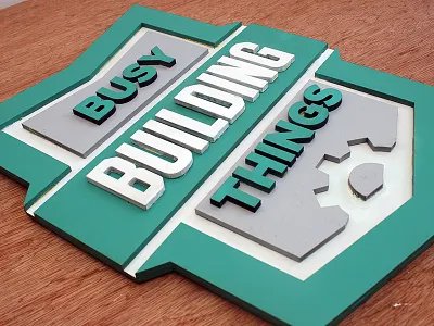 Woodcut Sign bbt busy building things lasercut sign woodcut
