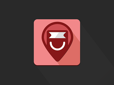 Localization in a shopping mall bag design flat icon logo long mobile red shadow shopping symbol