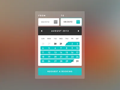 Booking Calendar UI booking request calendar dates flat forms transparent ui