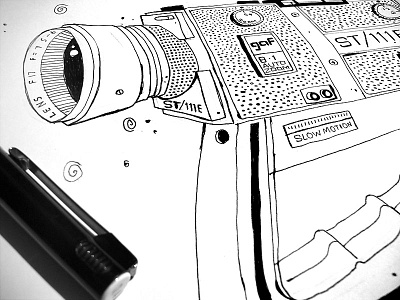 gaf Super8 sketch camera drawing gaf illustration super8 vintage