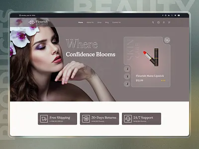 Flourish || Beauty Product Website ✨💄 design home page landing page layout marketplace minimalism online store product design skin care swiss design ui ui design uiux web design website