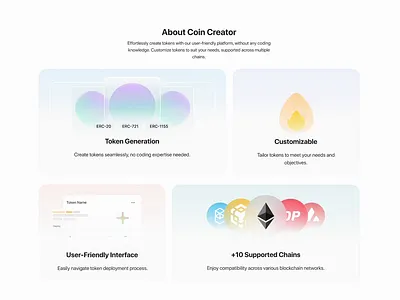 UI/UX Design for Coin Creator about section block blockchain crypto design minimal ui web3