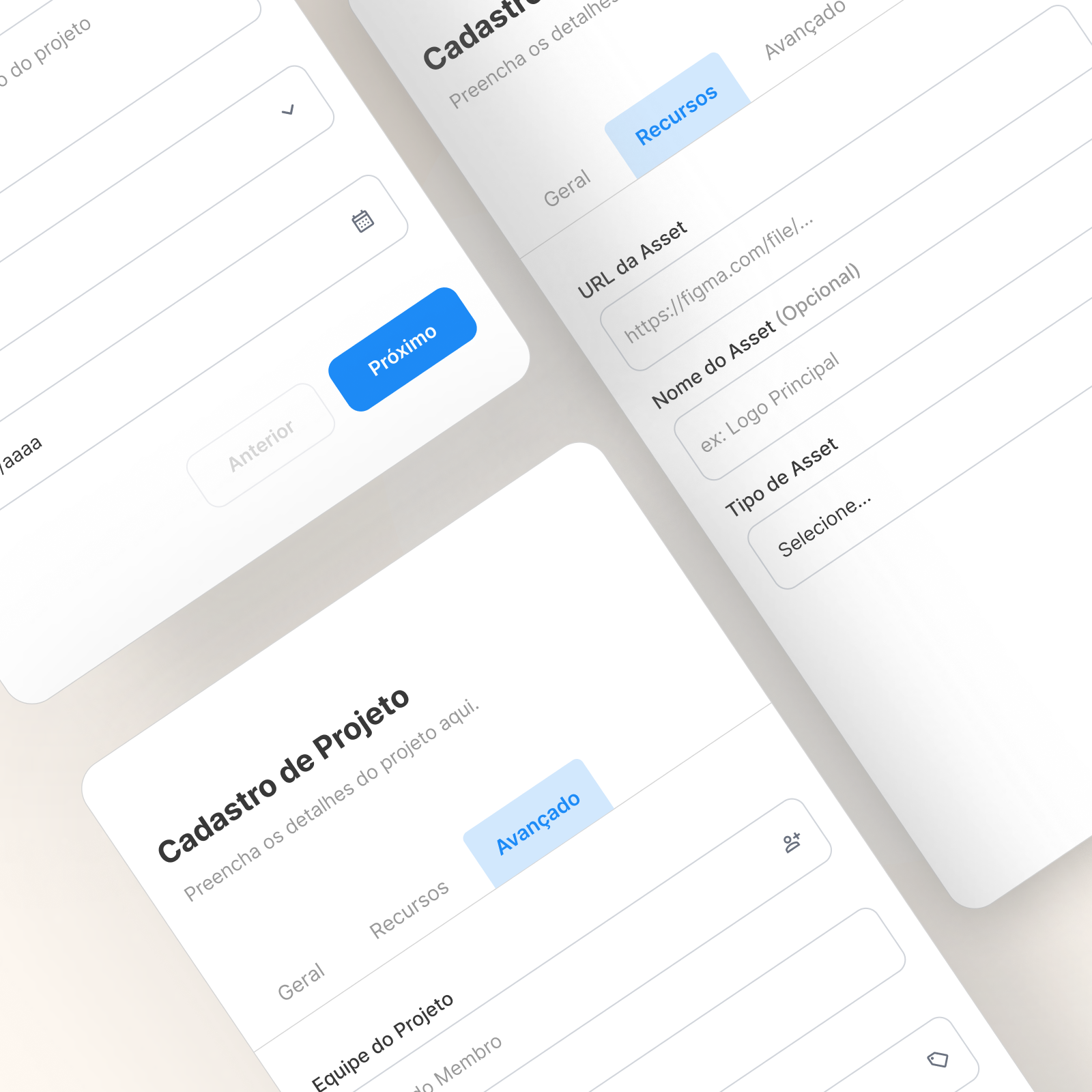 UI. Cadastro de Projeto form ui ux