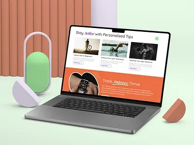 💪🏻 ActiveFit - Track, Improve, Thrive 💨 desktop landing page mockup sport tracker ui ux web design