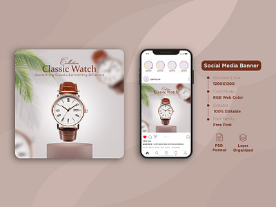 Timeless Elegance: Classic Watch Banner Design adobe illustrator adobe photoshop branding graphic design