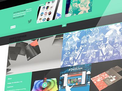 New 2013 personal portfolio, close up. clean gallery green grid layout portfolio social web