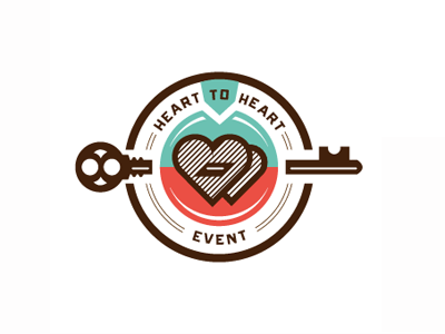 2 Hearts event heart key logo