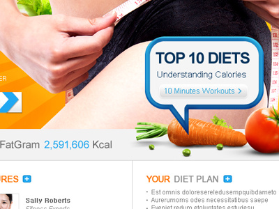 Health and Fitness button diet header health and fitness pop up screenshot web design