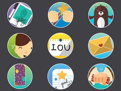 Tip Set autograph bear hug fist bump good job icons iou knuckle sandwich wink